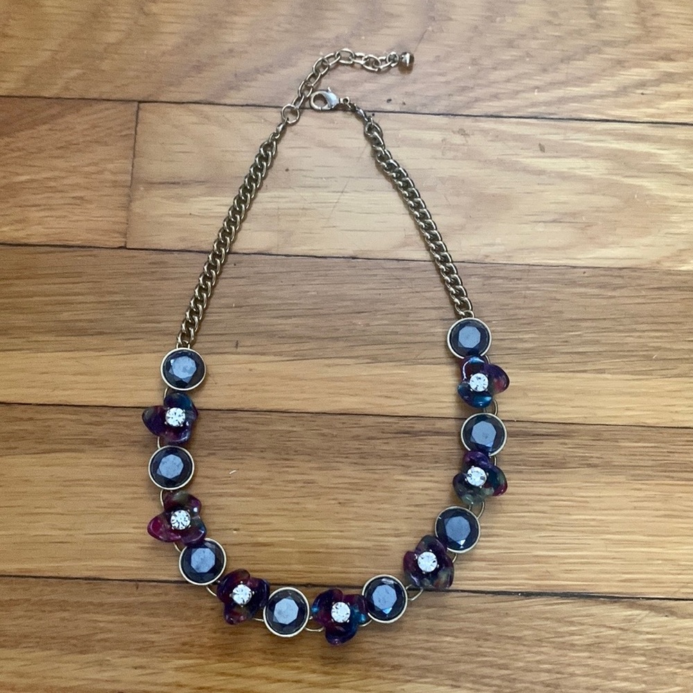 Bold Rhinestone Flower Chain Statement Necklace - image 2